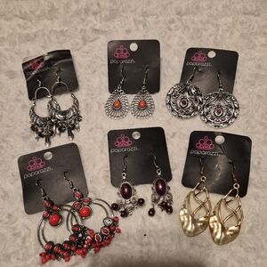 paparazzi Mixed Women’s Earring Set in Red, Purple, Orange, Gold, Silver